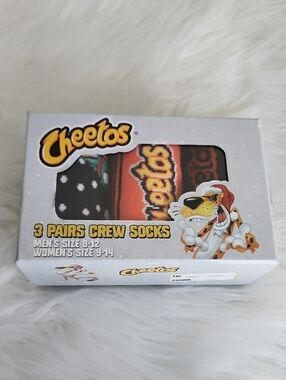 Cheetos 3-Pack Crew Socks NWT Sealed Women's 9-14 Men's 8-12